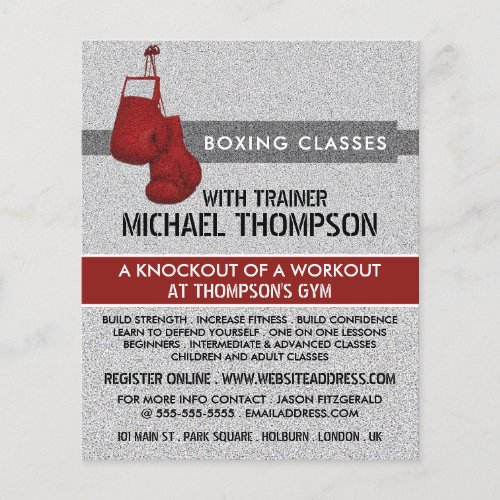 Red Grained Boxing Gloves Boxing Class Advert Flyer