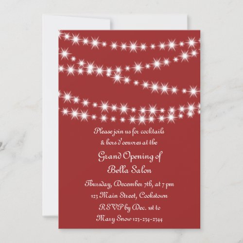 Red Grand Opening Twinkle Lights Invitation