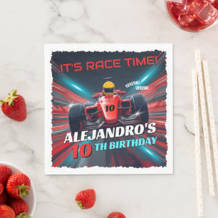 Red Grand Prix Racing Car Birthday Napkins