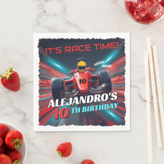 Red Grand Prix Racing Car Birthday Napkins