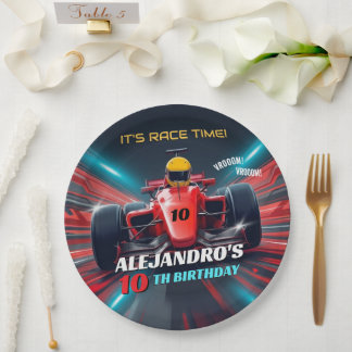 Red Grand Prix Racing Car Birthday Paper Plates