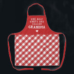 Red Grandma Best Chef Heart & Plaid Apron<br><div class="desc">Cute red apron for grandma with rustic font,  a white heart,  and a charming plaid pattern in red and white.</div>
