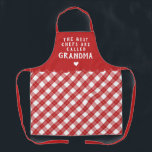 Red Grandma Best Chef Heart & Plaid Apron<br><div class="desc">Cute red apron for grandma with rustic font,  a white heart,  and a charming plaid pattern in red and white.</div>