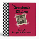 Red Grandmas Kitchen 1.5&quot; Custom Photo Recipe 3 Ring Binder at Zazzle