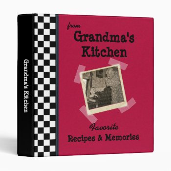 Red Grandmas Kitchen 1" Custom Photo Recipe Binder by FamilyTreed at Zazzle