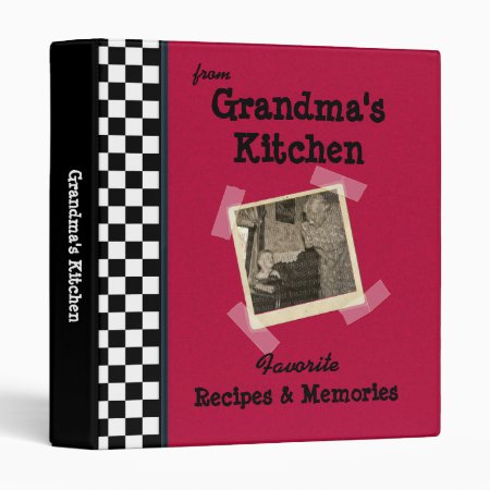 Red Grandmas Kitchen 1" Custom Photo Recipe Binder