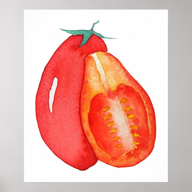 red grape tomato watercolor   poster (Front)