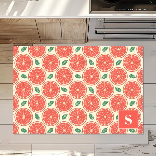 Red Grapefruit Slices Personalized Kitchen Rug
