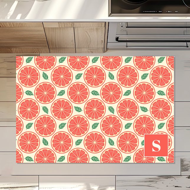 Red Grapefruit Slices Personalized Kitchen Rug (Creator Uploaded)