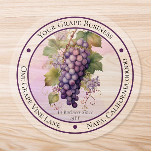 Red Grapes Fruit Circle Business Return Address Classic Round Sticker