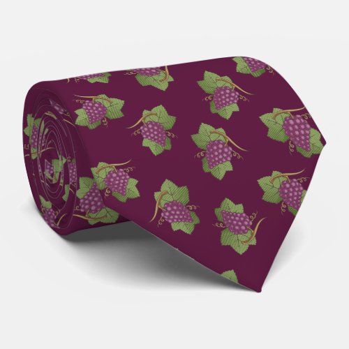 Red Grapes Pattern Neck Tie