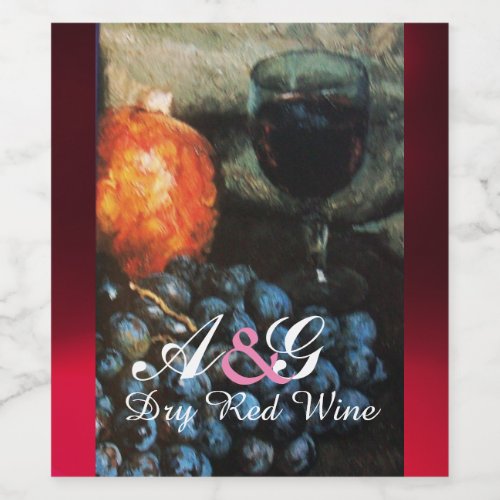 RED GRAPES RED WINE GLASS POMEGRANATE WINE LABEL