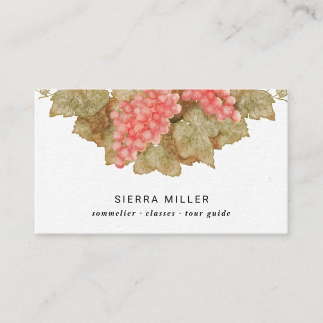 red grapes sommelier wine business card (Front)