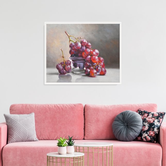 Red Grapes Still Life - from Original Oil Painting Canvas Print (Insitu(LivingRoom))