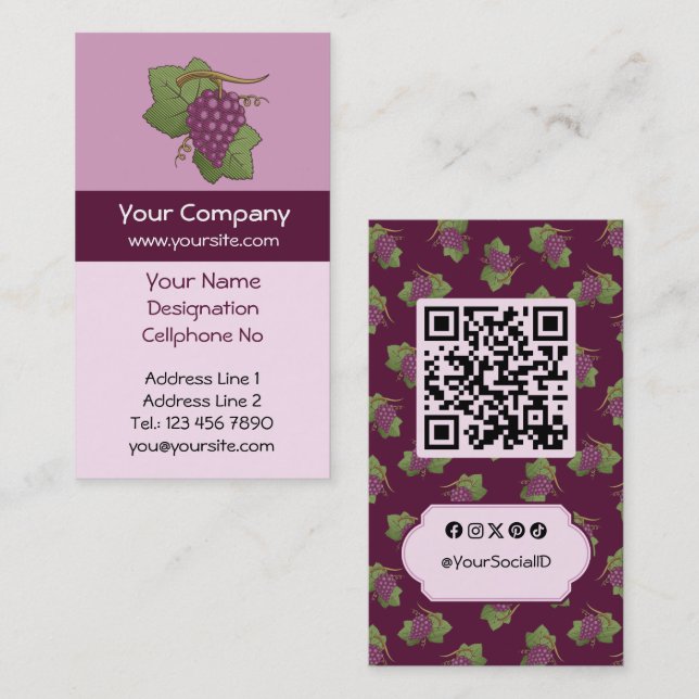 Red Grapes Vertical Business Card (Front/Back)