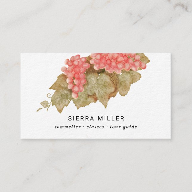 red grapes wine tour guide business card (Front)