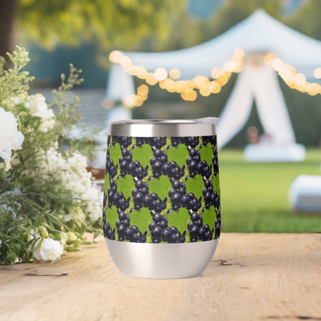 Red Grapes with Green Leaves  Thermal Wine Tumbler (Wedding)