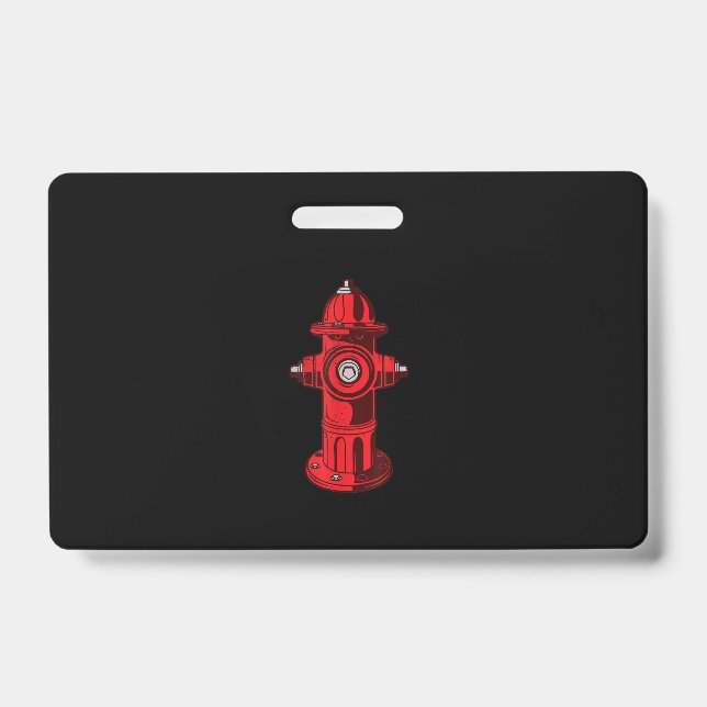 Red Graphic Fire Hydrant Firefighter Work Gifts Badge (Front)