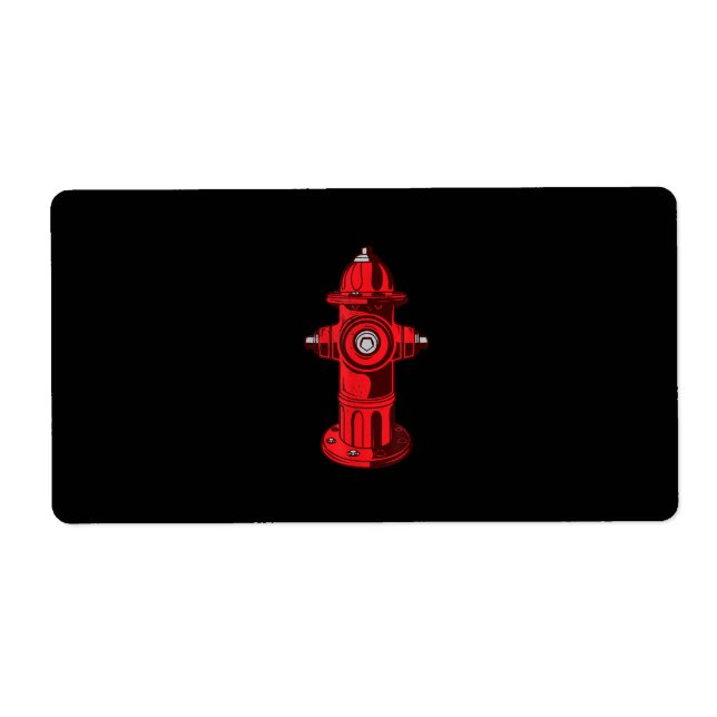 Red Graphic Fire Hydrant Firefighter Work Gifts Label (Front)