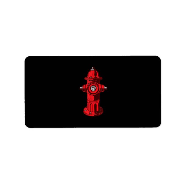 Red Graphic Fire Hydrant Firefighter Work Gifts Label (Front)