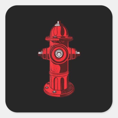 Red Graphic Fire Hydrant Firefighter Work Gifts Square Sticker