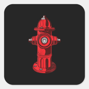 Red Graphic Fire Hydrant Firefighter Work Gifts Square Sticker