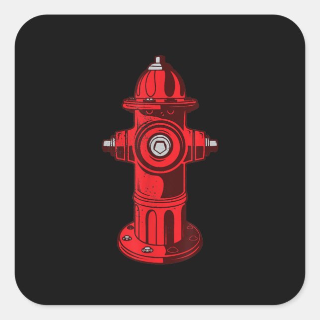 Red Graphic Fire Hydrant Firefighter Work Gifts Square Sticker (Front)