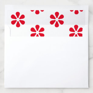 Red graphic flowers, white pattern envelope liner