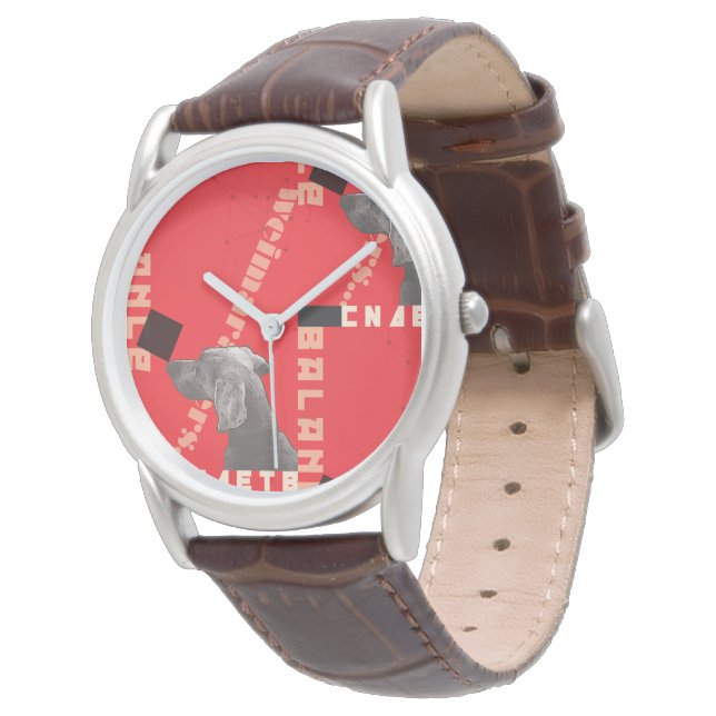 RED GRAPHIC WEIM mens watch brown leather (Angled)