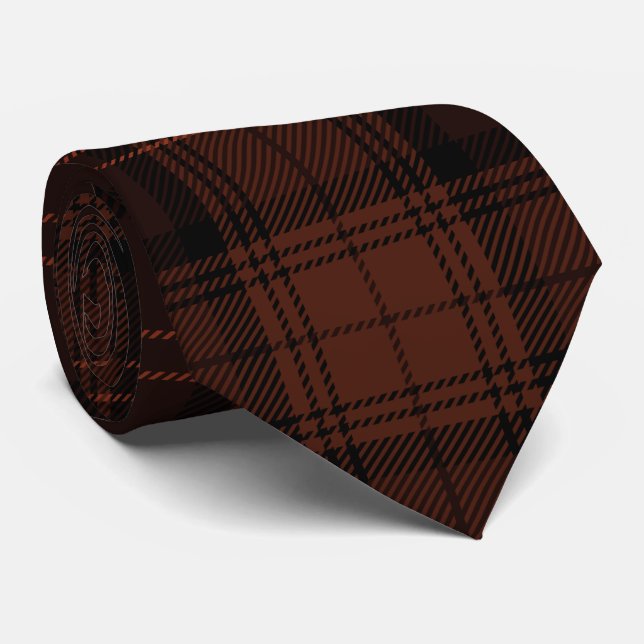 Red, Graphite, Van Cleef, Black Twill Tartan Neck  Neck Tie (Rolled)