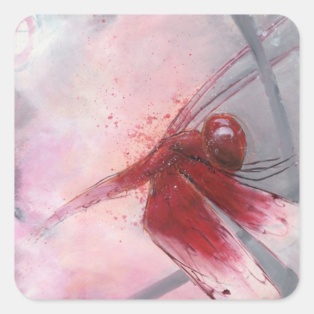 Red Grasshawk Square Sticker (Front)