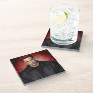 Red Gravity glass coaster