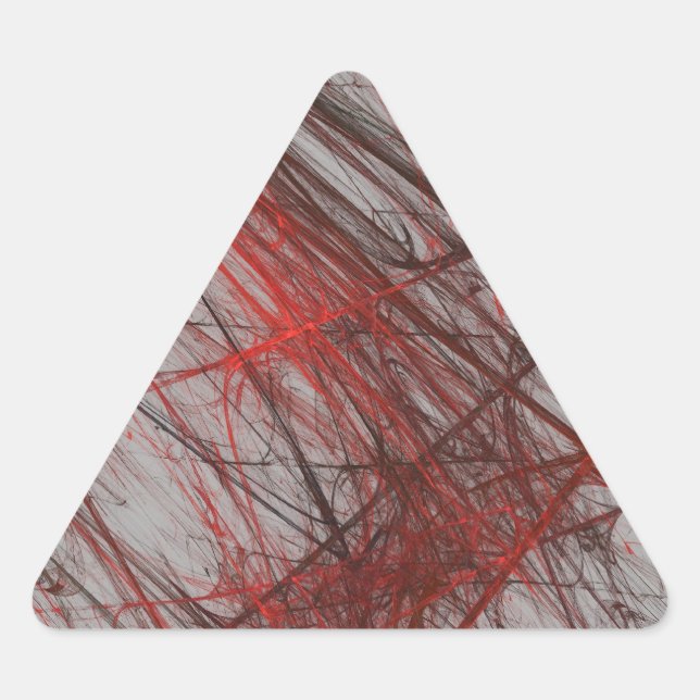 Red Gray Abstract Fractal Triangle Sticker (Front)