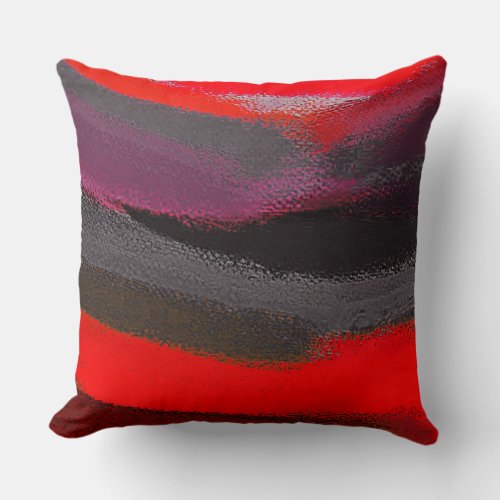 Red Gray Abstract Throw Pillow