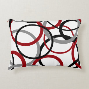Red, Gray and Black Circles Accent Pillow
