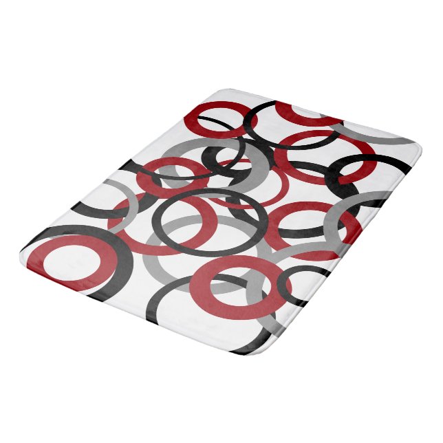 Red, Gray and Black Circles   Bath Mat (Angled)