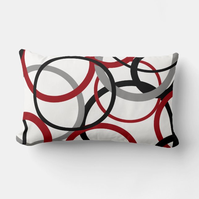 Red, Gray and Black Circles    Lumbar Pillow (Front)