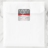 Red, Gray, and Black Damask Candy Buffet Sticker (Bag)