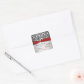 Red, Gray, and Black Damask Candy Buffet Sticker (Envelope)