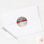 Red, Gray, and Black Damask Candy Buffet Sticker (Envelope)