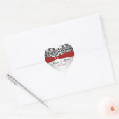 Red, Gray, and Black Damask Wedding Favor Sticker (Envelope)