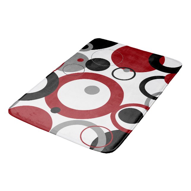 Red, Gray and Black Dots    Bath Mat (Angled)