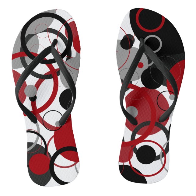 Red, Gray and Black Dots    Flip Flops (Footbed)