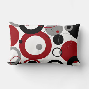 Red, Gray and Black Dots Lumbar Pillow