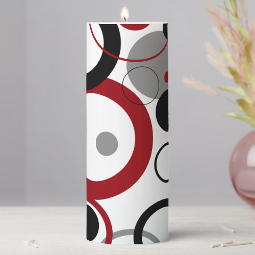 Red Gray and Black Dots    Pillar Candle