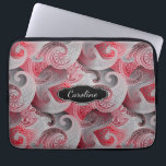Red Gray and Black Paisley Pattern with Monogram Laptop Sleeve<br><div class="desc">A beautiful color combination in this red,  gray and black paisley pattern. Edit the custom monogram with your name or other text.</div>