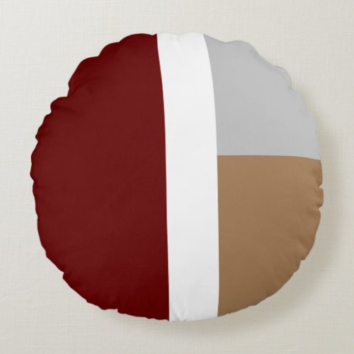Red gray and brown shapes round pillow