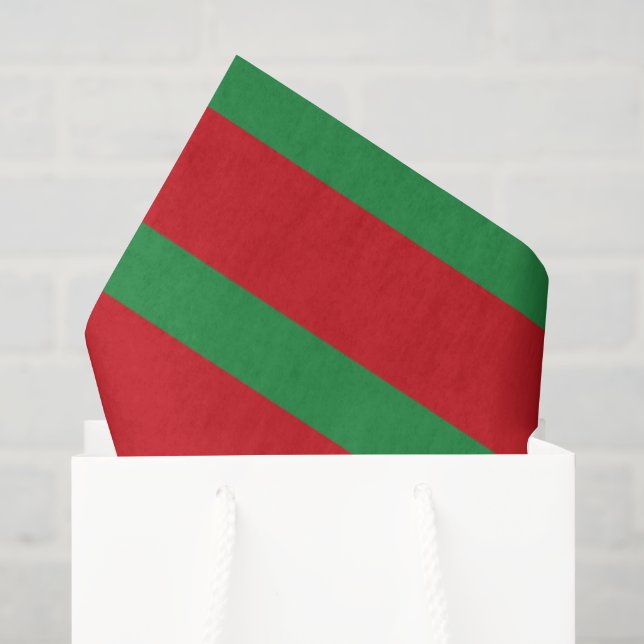 Red, gray and green stripes pattern tissue paper (Gift Bag)
