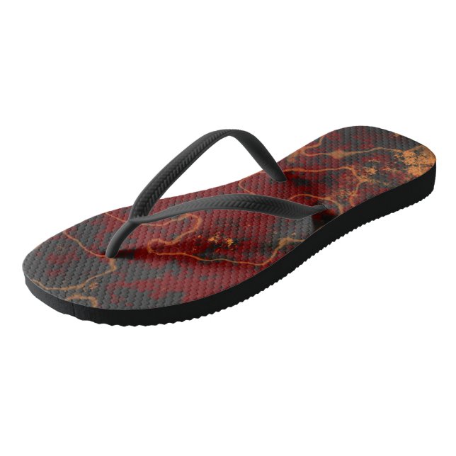 Red, gray and orange Abstract Flip Flops (Angled)