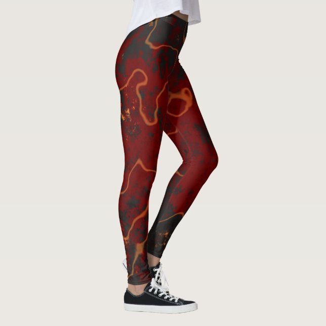 Red, gray and orange Abstract Leggings (Right)